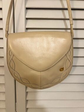 Charles Jourdan scalloped saddle shoulder bag